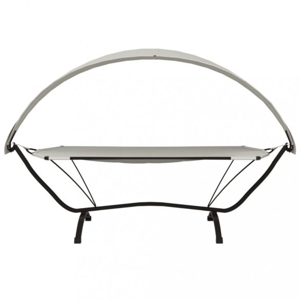 krémszínű acél és oxford szövet kültéri pihenőágy napellenzővel