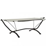 krémszínű acél és oxford szövet kültéri pihenőágy napellenzővel