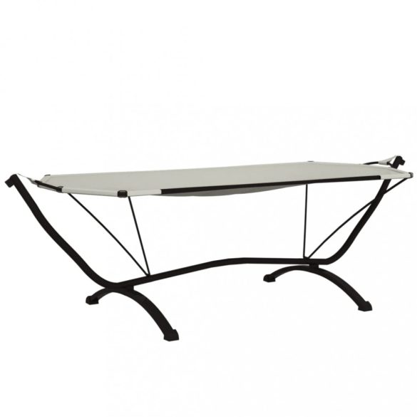 krémszínű acél és oxford szövet kültéri pihenőágy napellenzővel