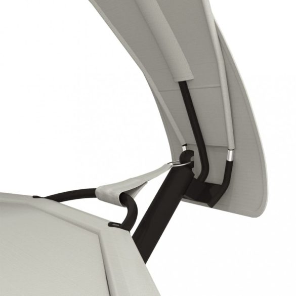 krémszínű acél és oxford szövet kültéri pihenőágy napellenzővel