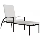 fekete polyrattan napozóágy lábtartóval