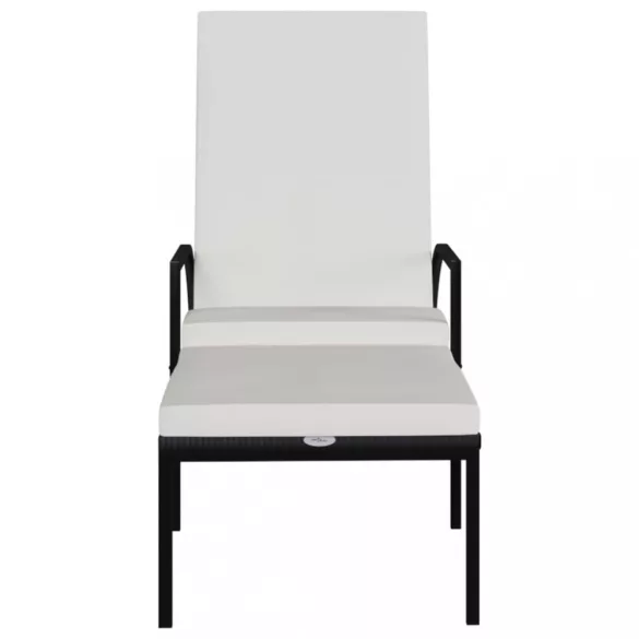 fekete polyrattan napozóágy lábtartóval
