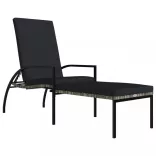 szürke polyrattan napozóágy lábtartóval