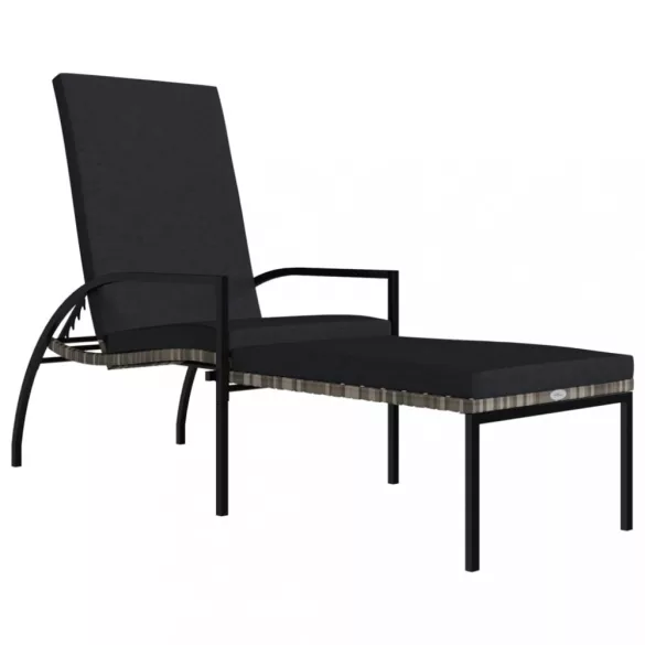 szürke polyrattan napozóágy lábtartóval