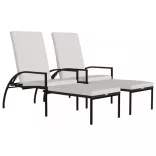 2 db barna polyrattan napozóágy lábtartóval