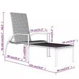 2 db barna polyrattan napozóágy lábtartóval
