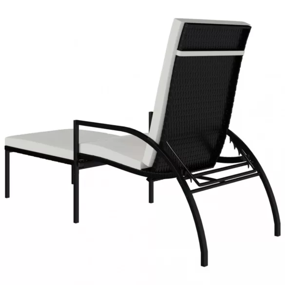 2 db fekete polyrattan napozóágy lábtartóval