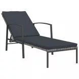 szürke kerti polyrattan napozóágy párnával