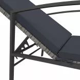 szürke kerti polyrattan napozóágy párnával