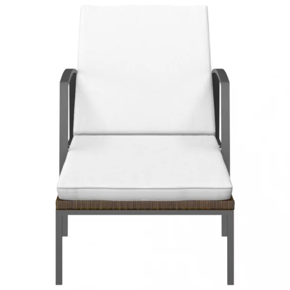 2 db barna polyrattan napozóágy asztallal