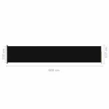 fekete behúzható oldalsó terasznapellenző 117 x 600 cm