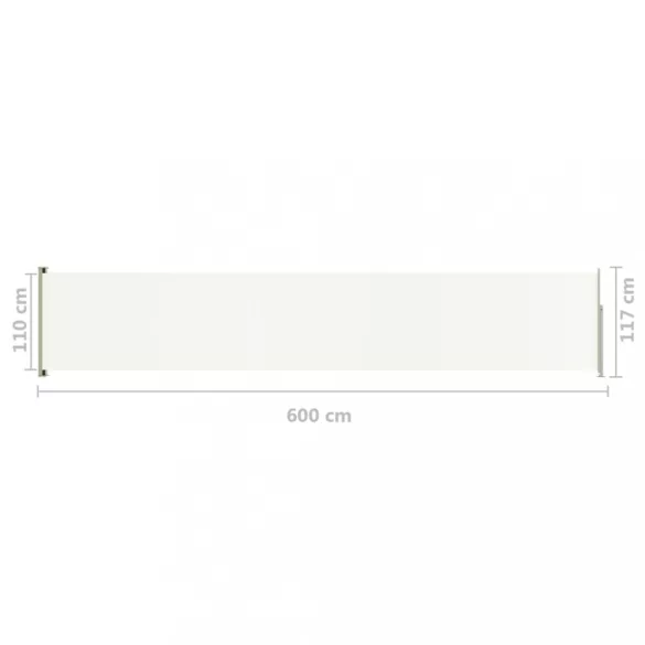 krémszínű behúzható oldalsó terasznapellenző 117 x 600 cm