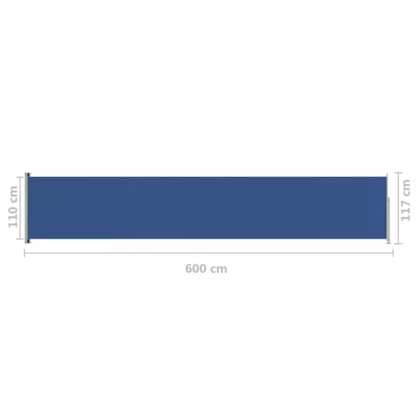 kék behúzható oldalsó terasznapellenző 117 x 600 cm