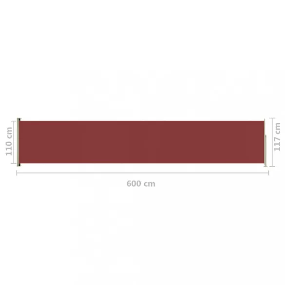 piros behúzható oldalsó terasznapellenző 117 x 600 cm
