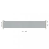 szürke behúzható oldalsó terasznapellenző 117 x 600 cm