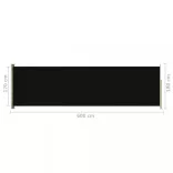 fekete behúzható oldalsó terasznapellenző 180 x 600 cm