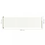 krémszínű behúzható oldalsó terasznapellenző 180 x 600 cm