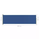 kék behúzható oldalsó terasznapellenző 180 x 600 cm