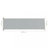 szürke behúzható oldalsó terasznapellenző 180 x 600 cm