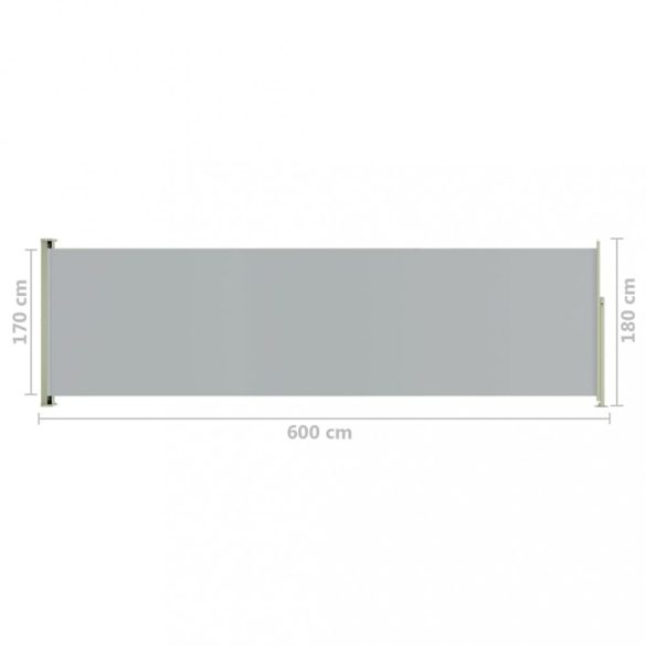 szürke behúzható oldalsó terasznapellenző 180 x 600 cm