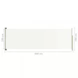 krémszínű behúzható oldalsó terasznapellenző 200 x 600 cm