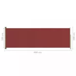 piros behúzható oldalsó terasznapellenző 200 x 600 cm