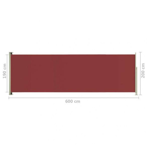 piros behúzható oldalsó terasznapellenző 200 x 600 cm