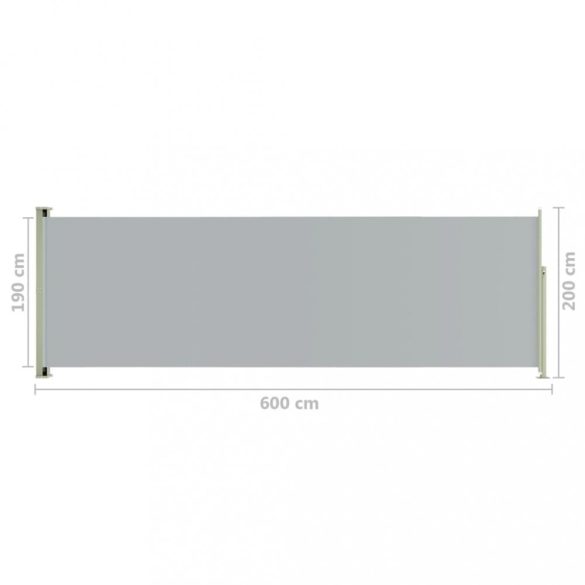 szürke behúzható oldalsó terasznapellenző 200 x 600 cm