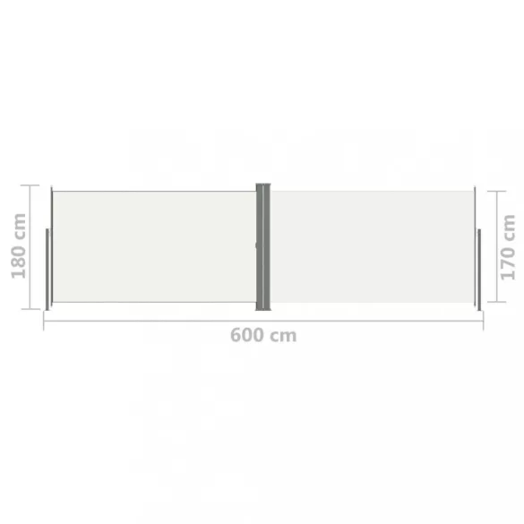 krémszínű behúzható oldalsó napellenző 180 x 600 cm