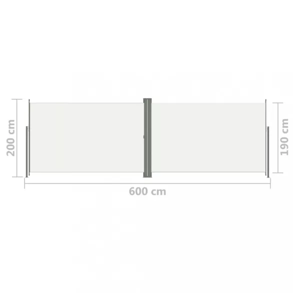 krémszínű behúzható oldalsó napellenző 200 x 600 cm