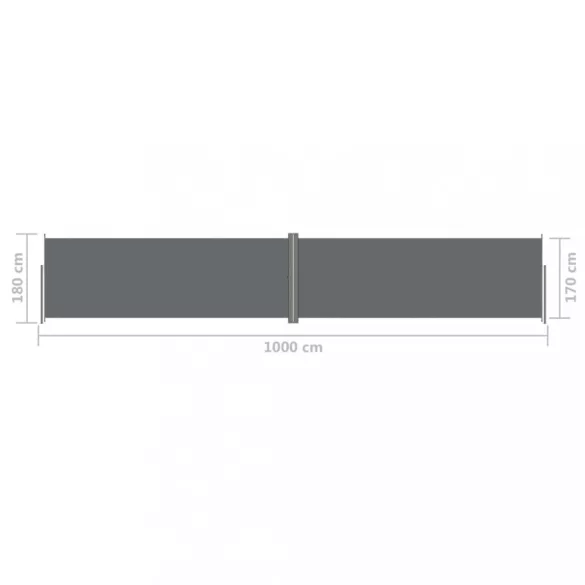antracitszürke behúzható oldalsó napellenző 180 x 1000 cm