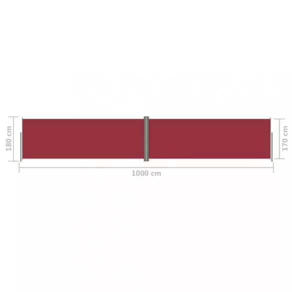 piros behúzható oldalsó napellenző 180 x 1000 cm