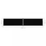 fekete behúzható oldalsó napellenző 200 x 1000 cm