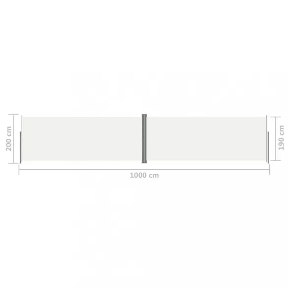 krémszínű behúzható oldalsó napellenző 200 x 1000 cm