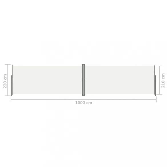 krémszínű behúzható oldalsó napellenző 220 x 1000 cm