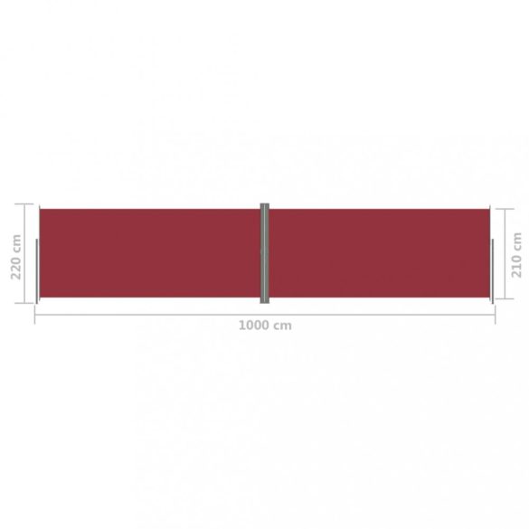 piros behúzható oldalsó napellenző 220 x 1000 cm