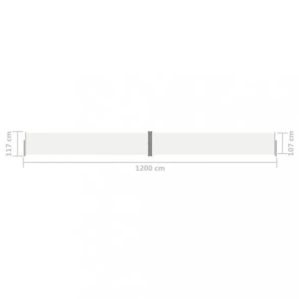 krémszínű behúzható oldalsó napellenző 117 x 1200 cm