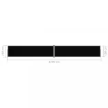 fekete behúzható oldalsó napellenző 160 x 1200 cm