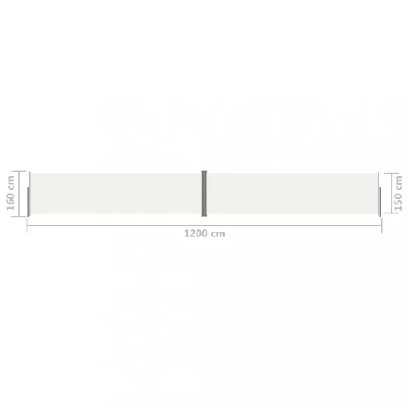 krémszínű behúzható oldalsó napellenző 160 x 1200 cm