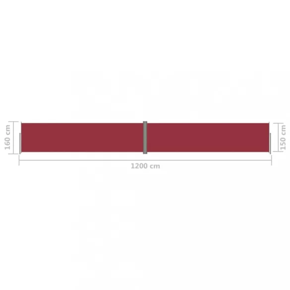 piros behúzható oldalsó napellenző 160 x 1200 cm