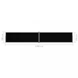 fekete behúzható oldalsó napellenző 200 x 1200 cm