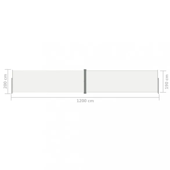 krémszínű behúzható oldalsó napellenző 200 x 1200 cm