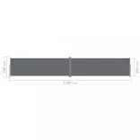 antracitszürke behúzható oldalsó napellenző 200 x 1200 cm