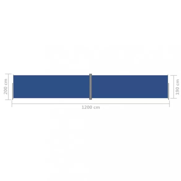 kék behúzható oldalsó napellenző 200 x 1200 cm