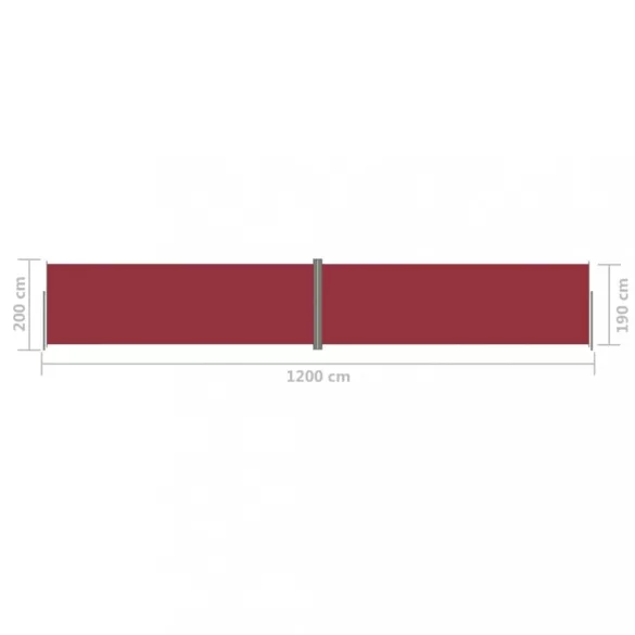piros behúzható oldalsó napellenző 200 x 1200 cm