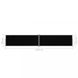 fekete behúzható oldalsó napellenző 220 x 1200 cm