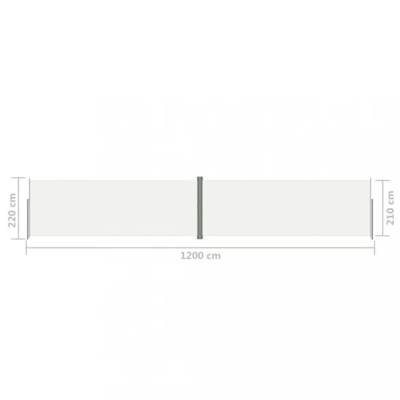 krémszínű behúzható oldalsó napellenző 220 x 1200 cm