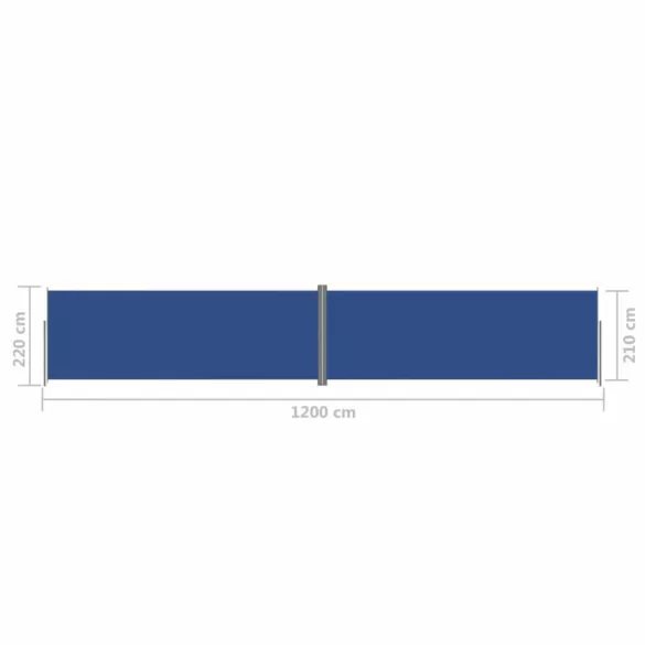 kék behúzható oldalsó napellenző 220 x 1200 cm