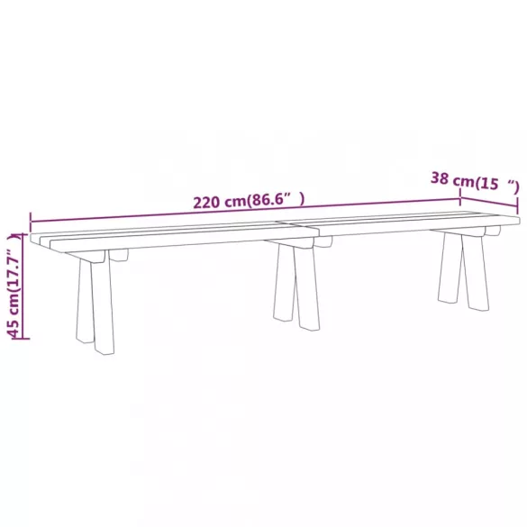 impregnált tömör fenyőfa kerti pad 220 cm