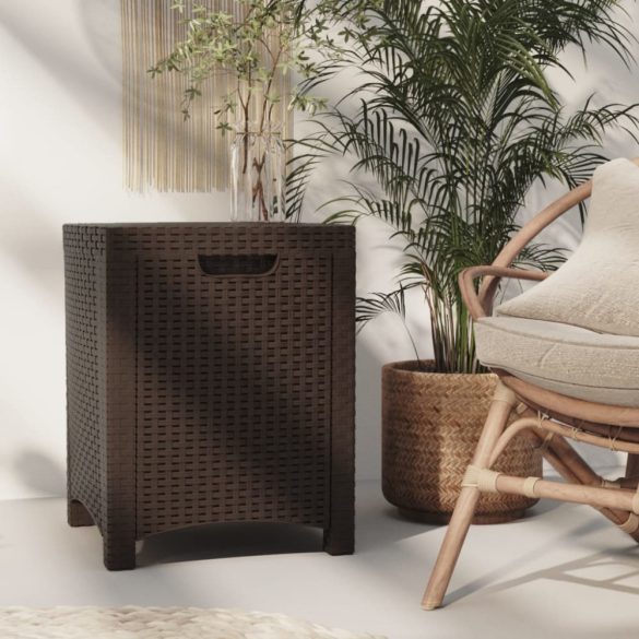 barna PP rattan kerti tárolóláda 39 x 39 x 46 cm